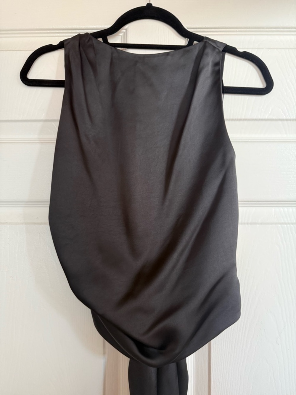 Zara Black Satin Draped Sleeveless Top